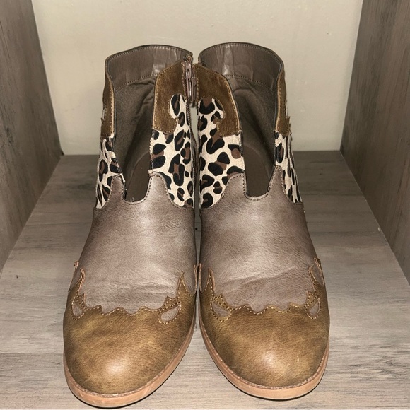 JOLIMALL Women’s Animal Leopard Print Zip Up Booties sz 9 - Picture 4 of 7